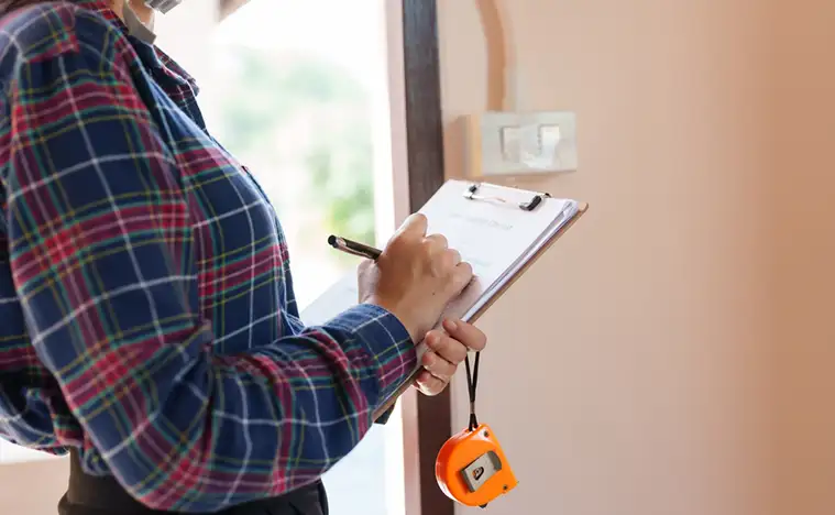 Routine Property Inspections Worker making notes on a clipboard